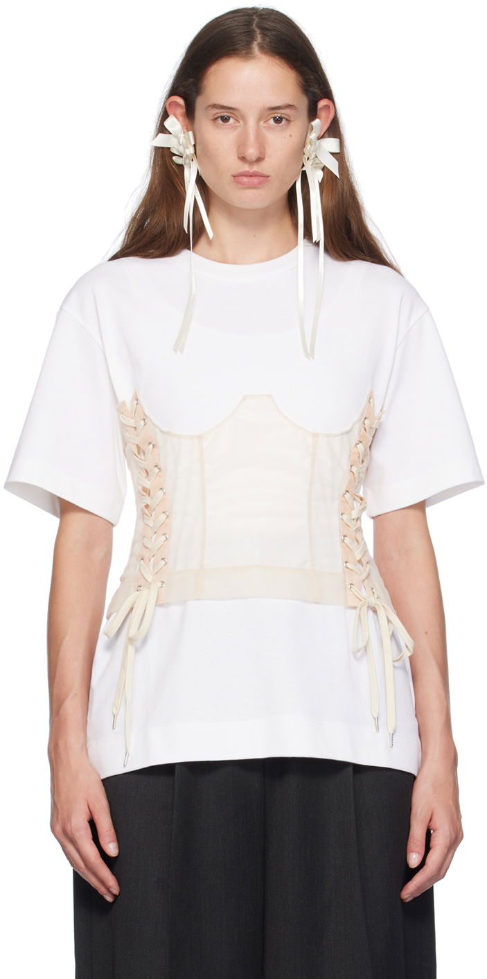 Футболка Simone Rocha Simone Rocha Corset Panel Boxy T-Shirt білий | 5282 0562