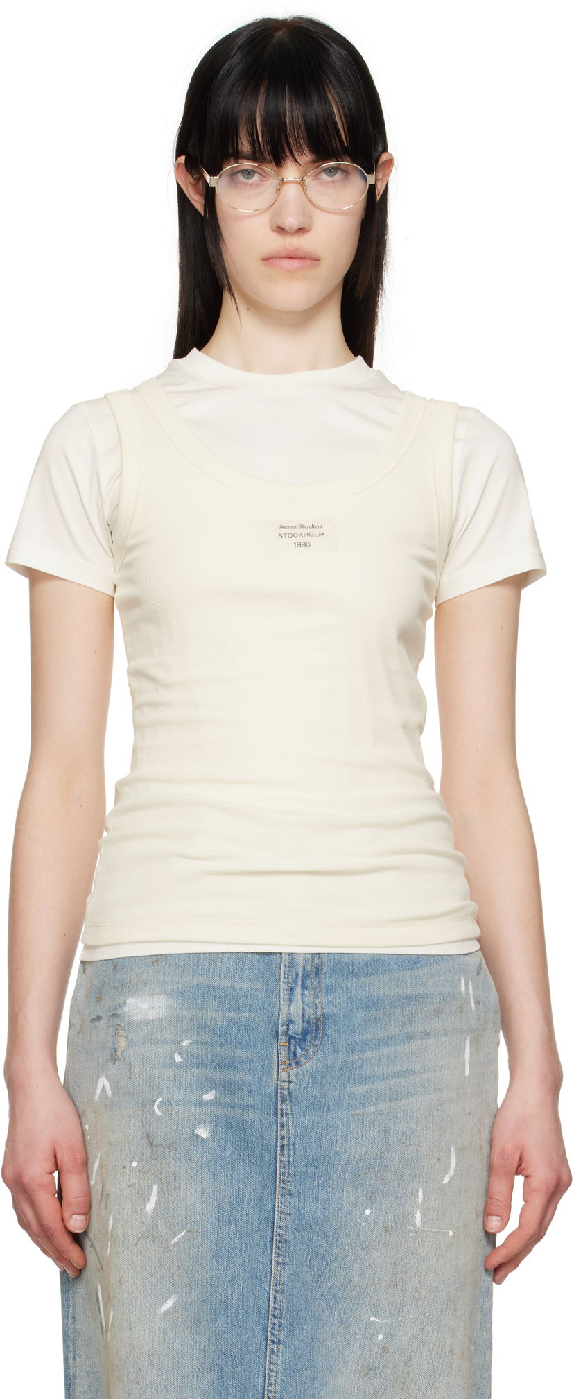 Безрукавка Acne Studios Acne Studios Layered T-Shirt бежевий | AL0436-