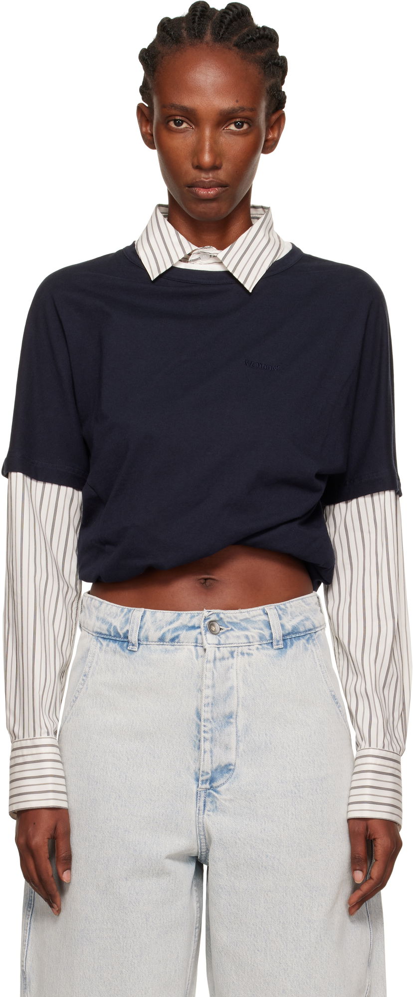 Футболка We11done We11done Layered Twist T-Shirt темно-синій | WD-BL2-25-103-W-NV