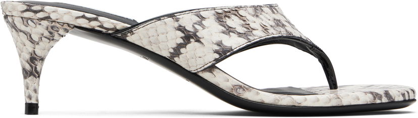 Кросівки та взуття Alaïa ALAÏA Thong Elaphe Leather Mule Sandals білий | AA3S132CK326