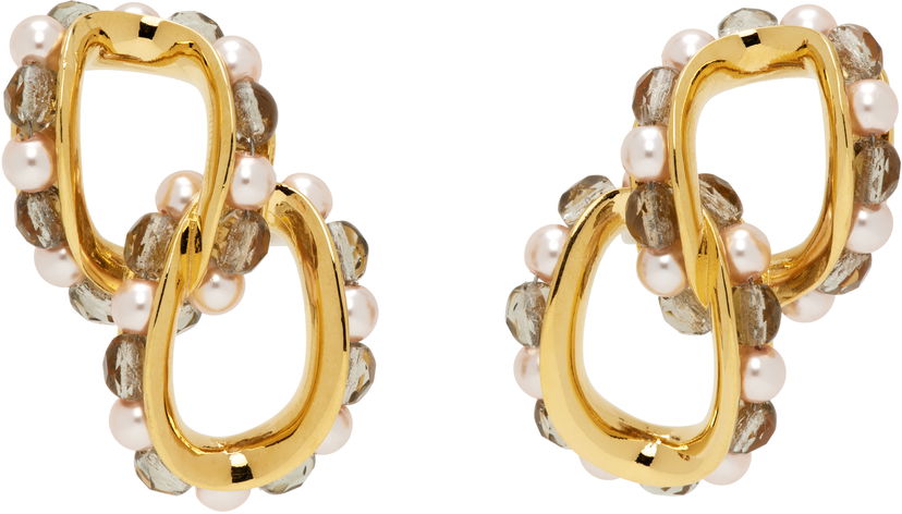 Сережки KIKO KOSTADINOV Kiko Kostadinov Kandel Gold-Tone, Pearl, and Smoky Quartz Earrings Жовтий | KKWAW25ER02-156