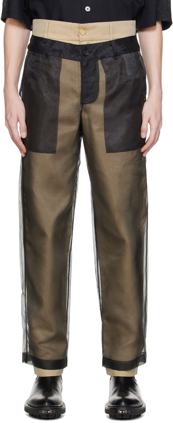 Штани Feng Chen Wang Feng Chen Wang Layered Trousers Коричневий | FUS17TR08
