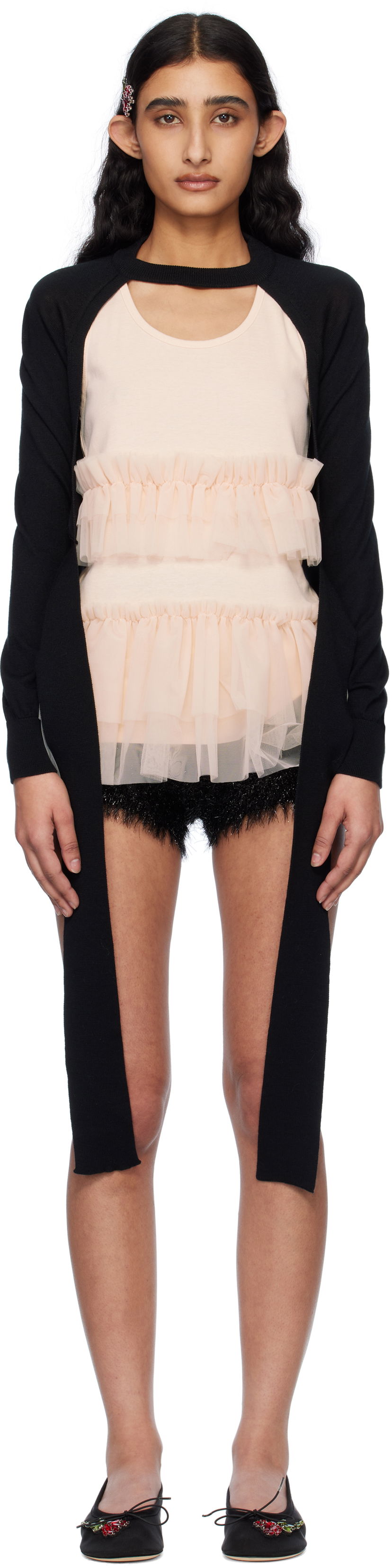 Cветр Simone Rocha Simone Rocha Cropped Cut-Out Cardigan чорний | KMK20 0647