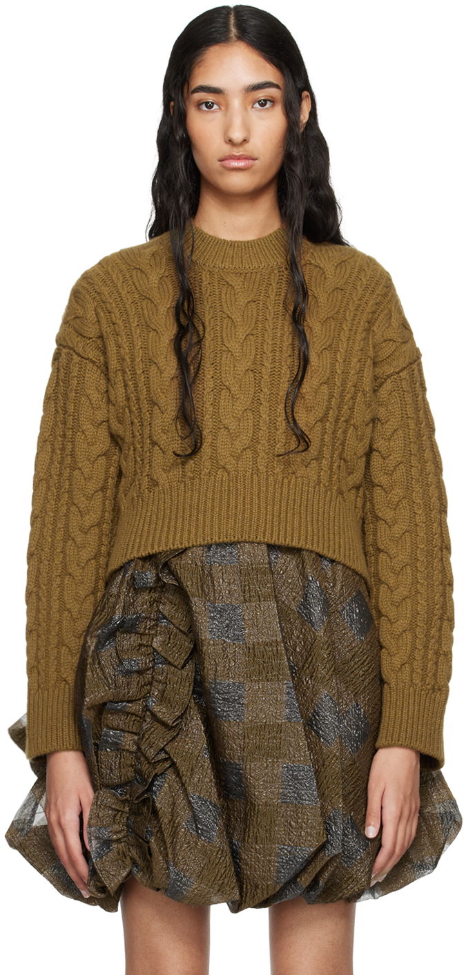Cветр Cecilie Bahnsen Vibeke Cropped Cable Knit Sweater Зелений | 2.24KNI51004 VIBEKE JUMPER