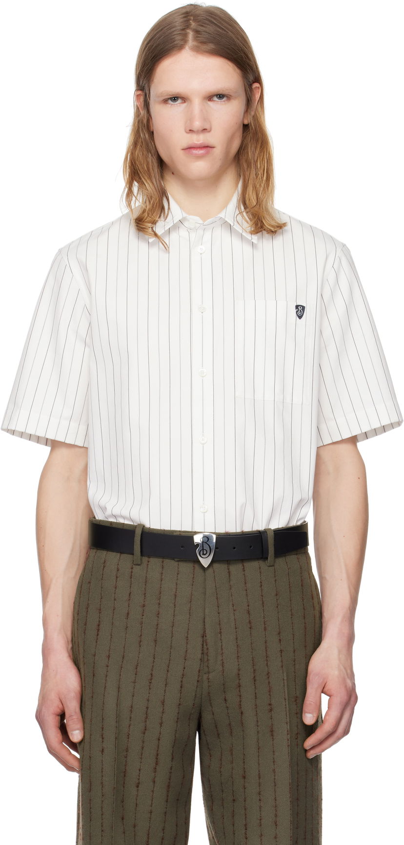 Сорочка Burberry Burberry Pinstripe Short Sleeve Shirt білий | 8102569
