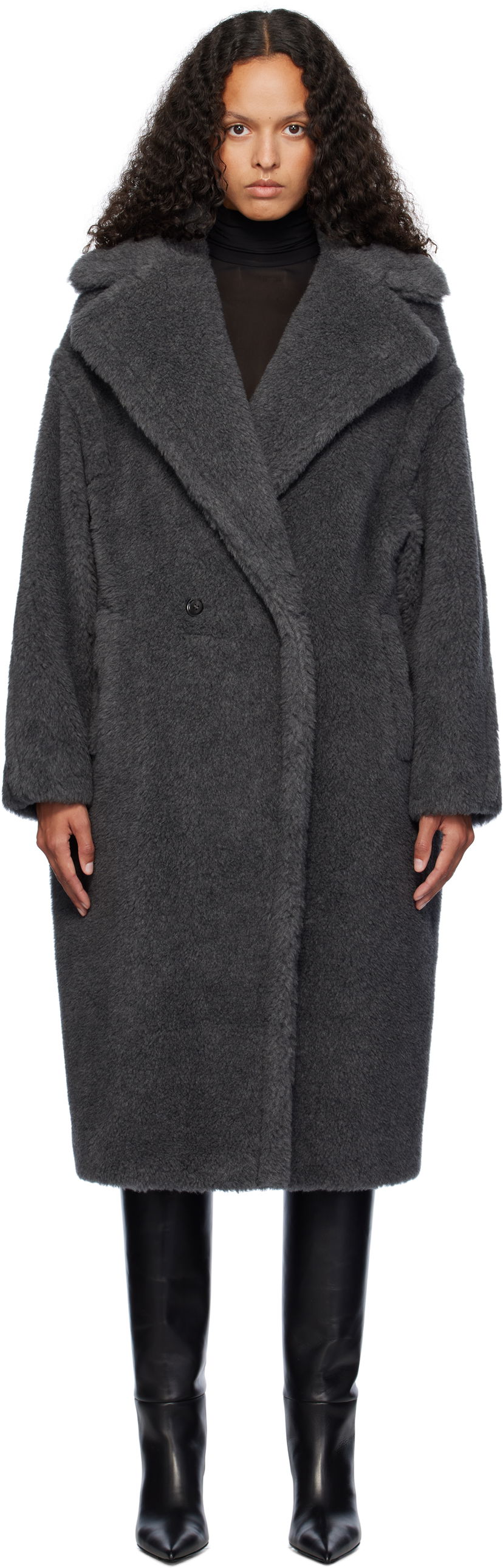 Пальто Max Mara Max Mara Teddy1 Faux-Fur Coat Сірий | 2421016052600 MM10502