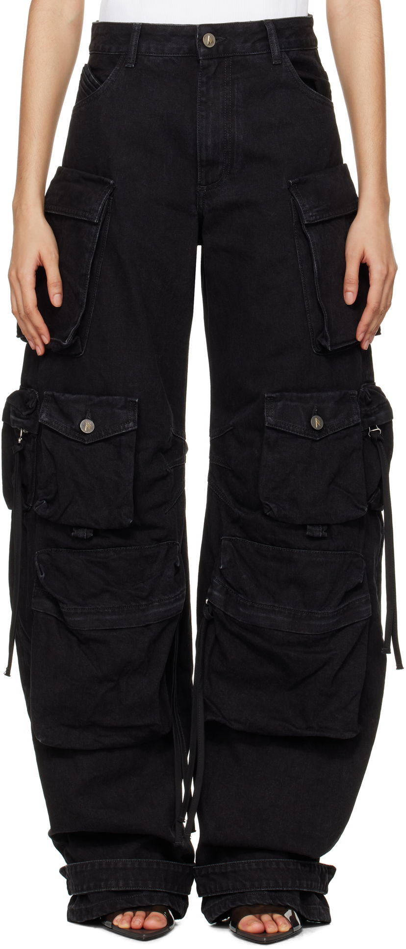 Штани карго The Attico Attico Fern Cargo Denim Jeans чорний | 250WCP00084 DDD066AA