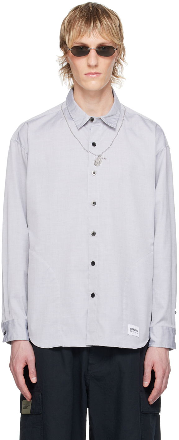 Сорочка Neighborhood Medal & Cross Long Sleeve Shirt Синій | 241AQNH-SHM01