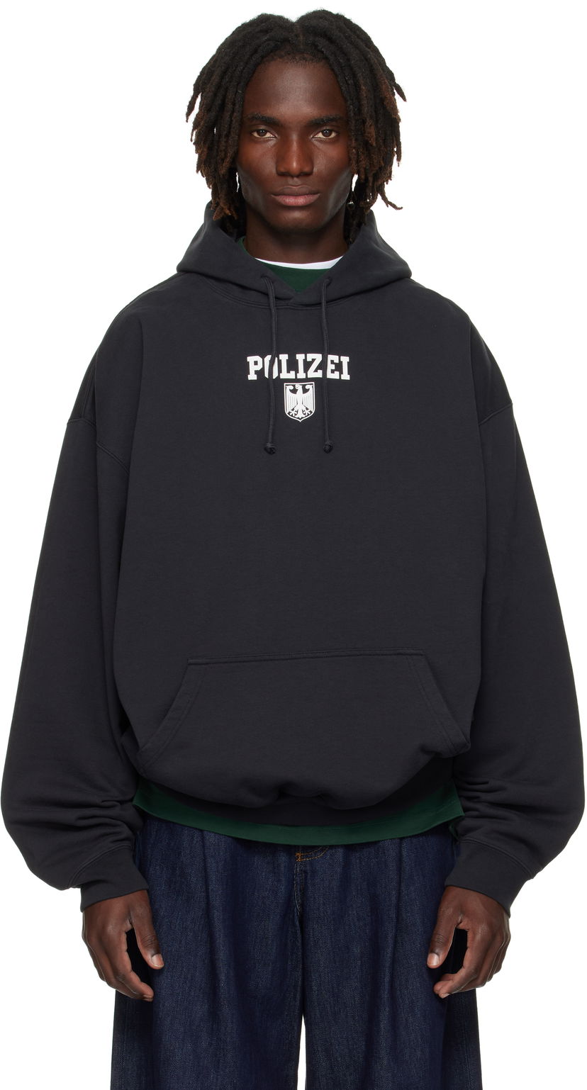 Світшоти VETEMENTS VETEMENTS Oversized 'Polizei' Hoodie чорний | UH76HD300B