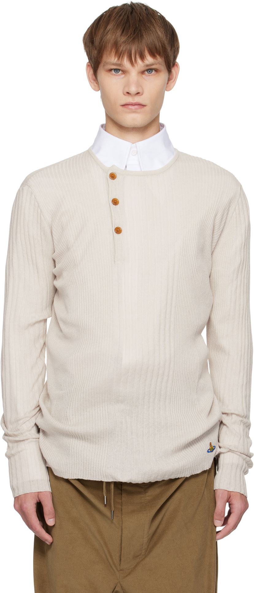 Cветр Vivienne Westwood Vivienne Westwood Tegan Henley Knit Top бежевий | 2701002N-Y003M-
