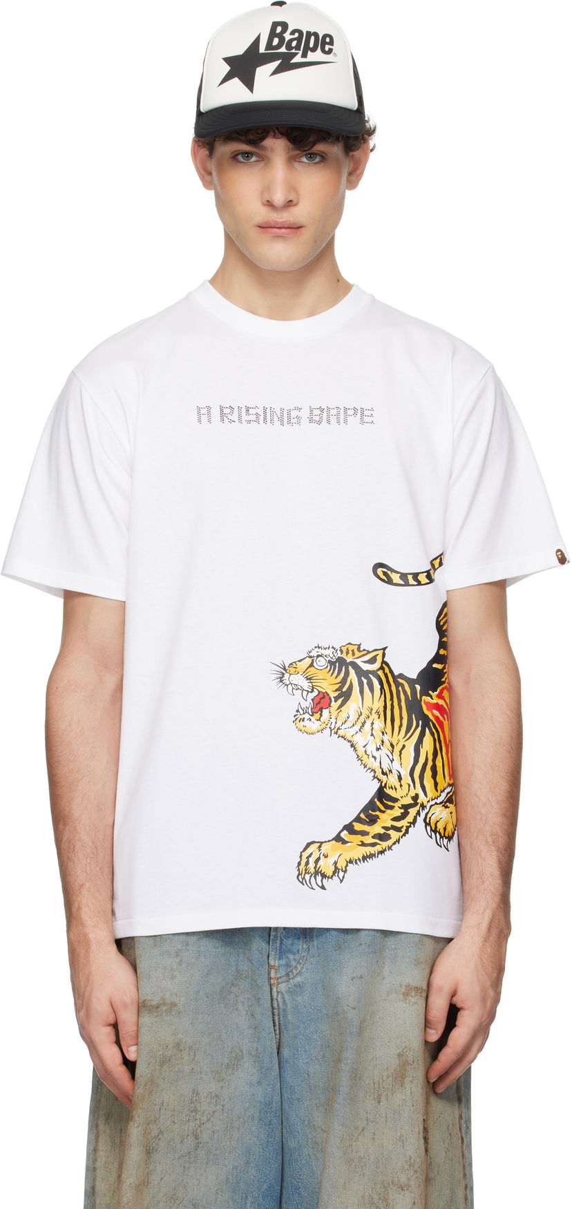 Футболка BAPE A Bathing Ape Tiger Graphic T-Shirt білий | 001TEK701008L