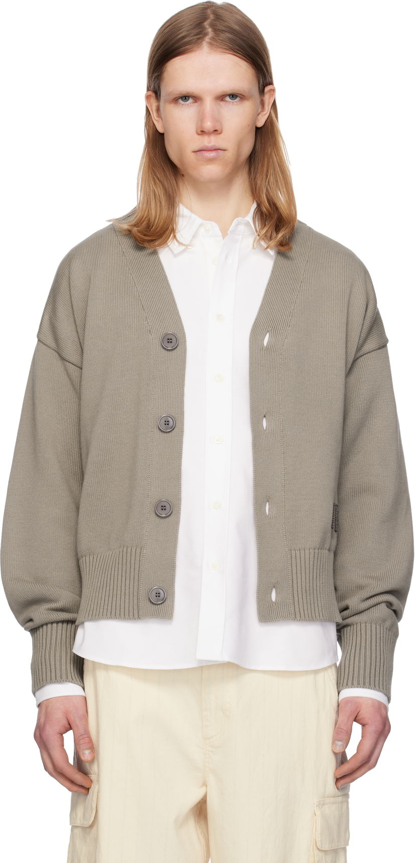 Cветр AMI AMI Paris Cotton Wool Embroidered Cardigan Зелений | HKC163.KN0063