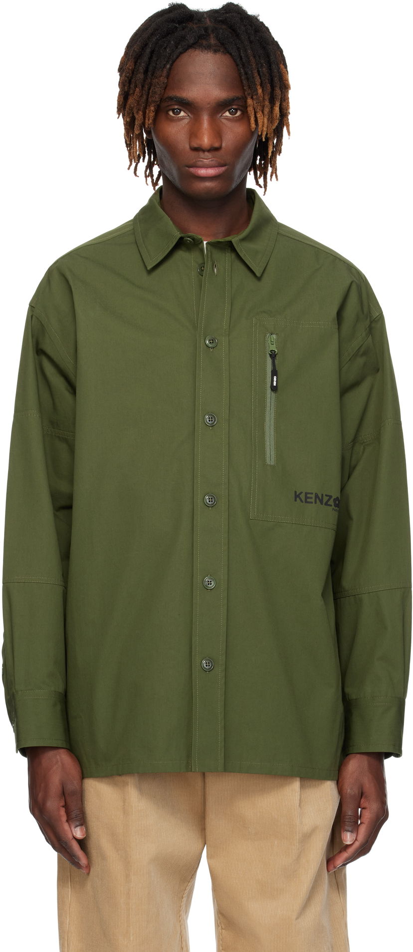 Сорочка KENZO Kenzo Paris 'Boke Flower 2.0' Oversized Shirt Зелений | FF55CH5049LP