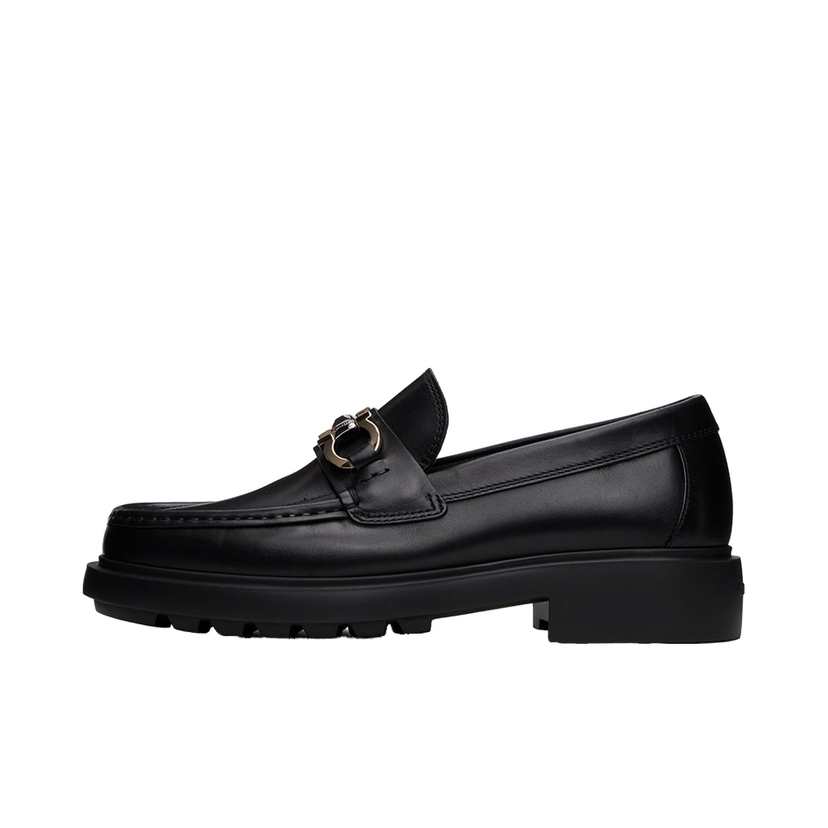 Кросівки та взуття FERRAGAMO Hardware Leather Loafers чорний | 768108