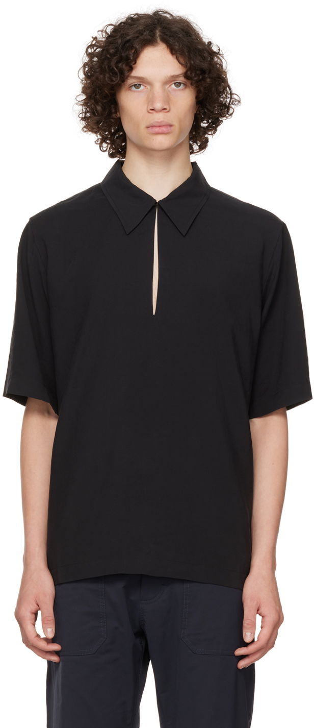 Сорочка поло Nanushka Shirt With Open Collar чорний | NM22PFSH01499