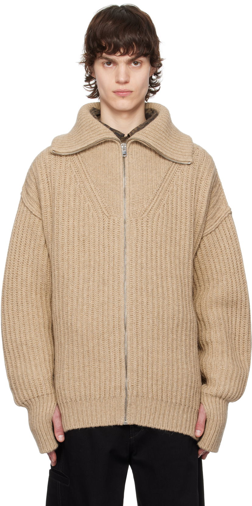Cветр LEMAIRE LEMAIRE Trucker Collar Knit Cardigan бежевий | TO1260 LK1029