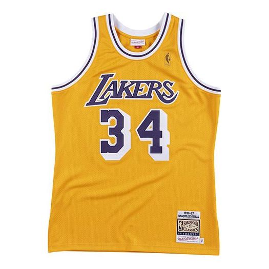 Джерсі Mitchell & Ness Mitchell & Ness NBA Los Angeles Lakers Shaquille ONeal  #34 Basketball Jersey Жовтий | AJY4AC18066-LALLTGD96SON