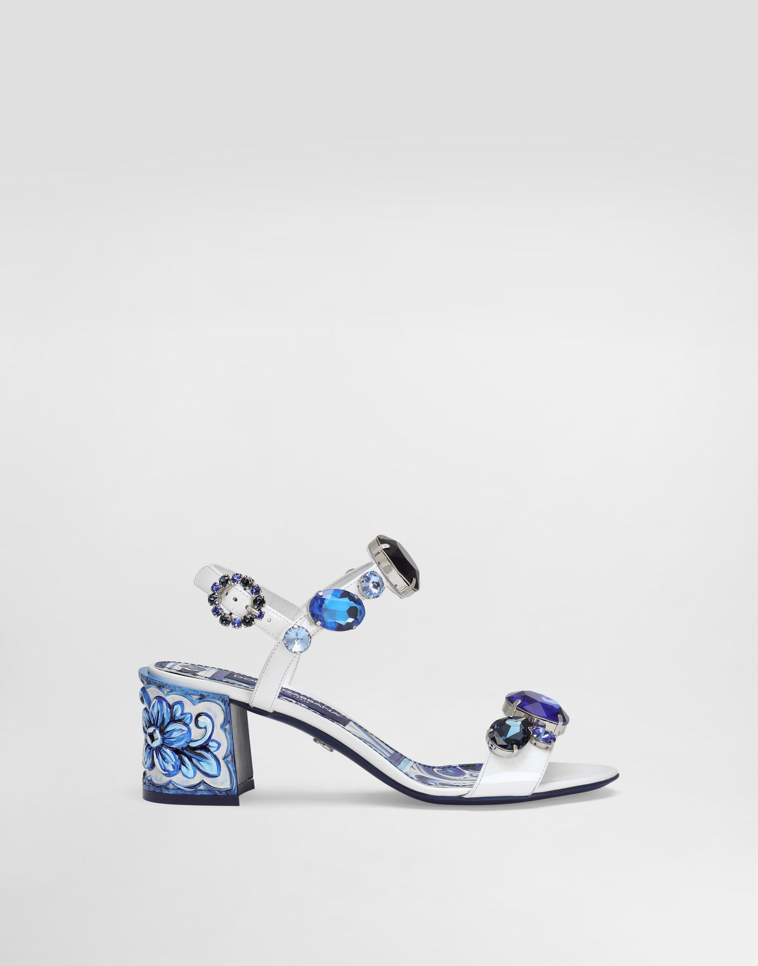Аксесуари Dolce & Gabbana Dolce & Gabbana Patent Leather Sandals with Jewels and Floral Heel білий | CR1733AT848HA3OB, 0