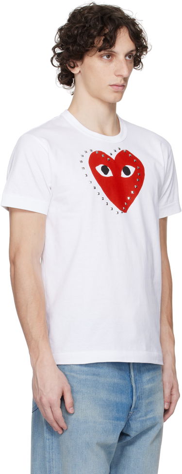 Футболка Comme des Garçons COMME des GARÇONS PLAY Stud Print Red Heart T-Shirt білий | AX-T803-051, 4