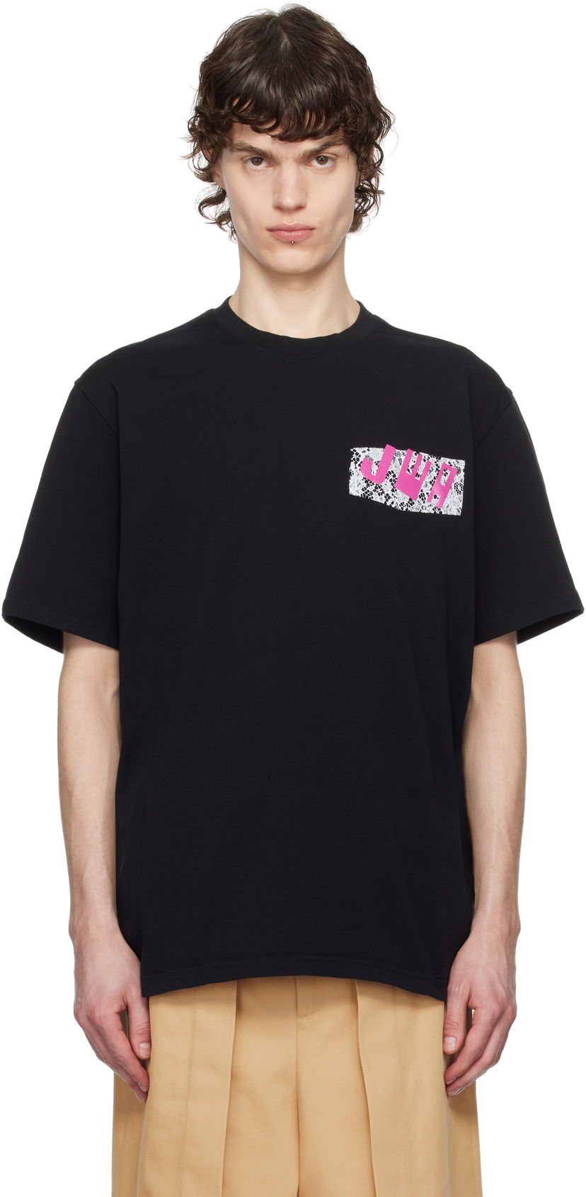 Футболка JW Anderson JW Anderson 'JWA' Lace Trim T-Shirt чорний | JT0272-PG1551