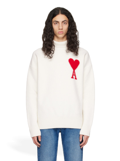 Cветр AMI Turtleneck білий | BFUKS402.018