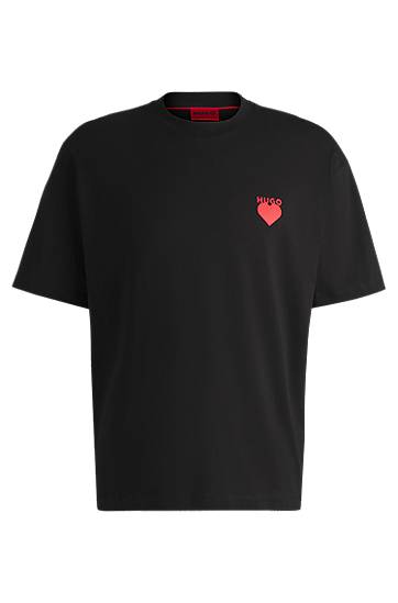 Футболка BOSS HUGO Cotton-jersey T-shirt with Heart Artwork чорний | 50530557