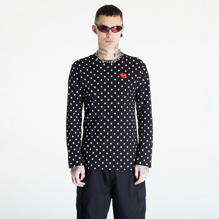 Футболка Comme des Garçons PLAY Heart Logo Long Sleeve Tee UNISEX чорний | AZT166 black