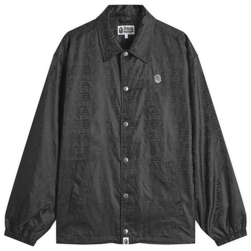 Вітровка BAPE Nylon Coach Jacket with All-Over Logo Print чорний | 001LJK801314M-BLK