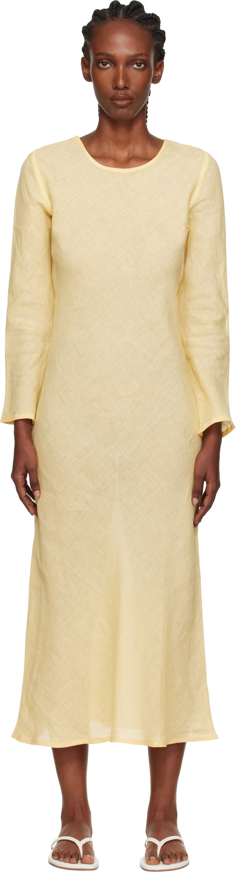 плаття Baserange Baserange Dydine Long Sleeve Maxi Dress Жовтий | DRDYL-FL-AU25