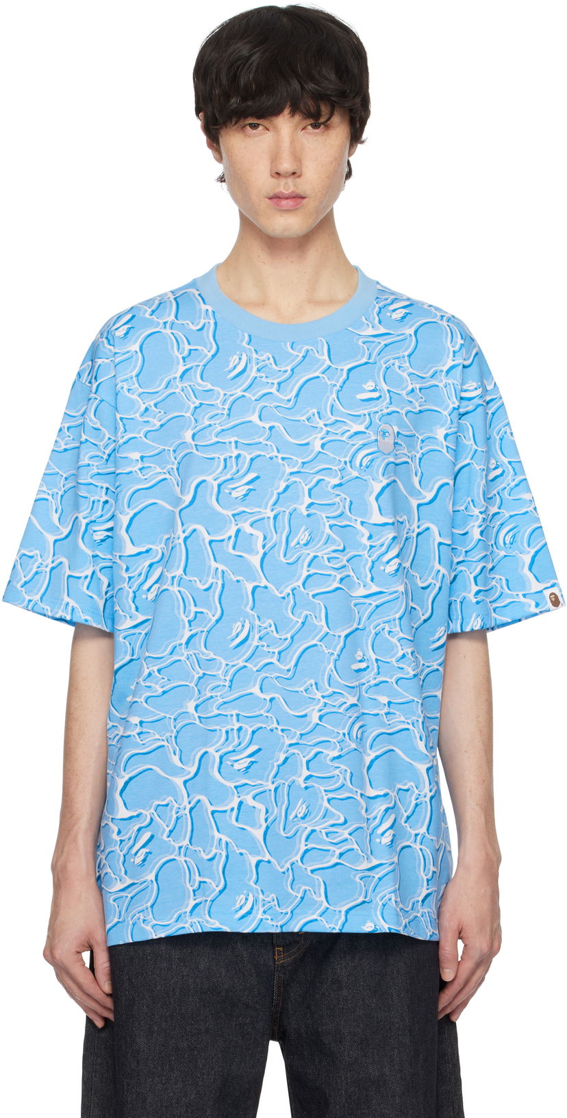 Футболка BAPE ABC Sea Surface Camo Relaxed Fit T-Shirt Синій | 001CSK701002F