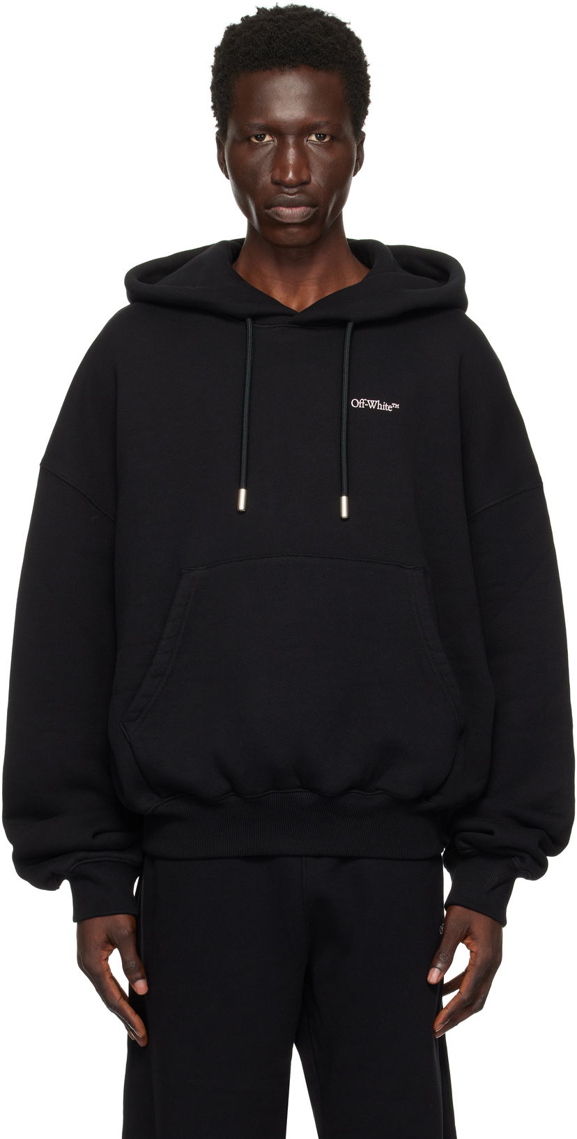 Світшоти Off-White Oversized Hoodie With Logo Print чорний | OMBB118F24FLE0031030