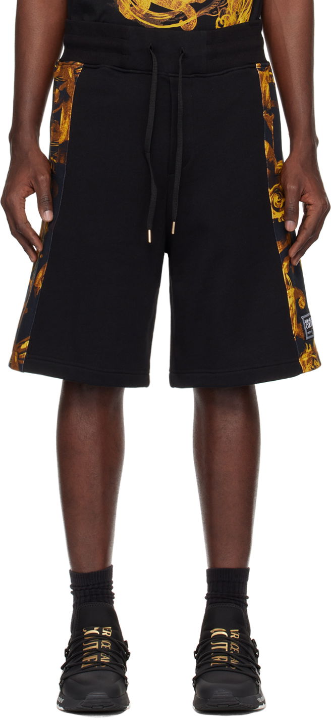 Шорти Versace Couture Black & Gold Watercolor Couture Shorts чорний | E76GAD3C0_EFS127