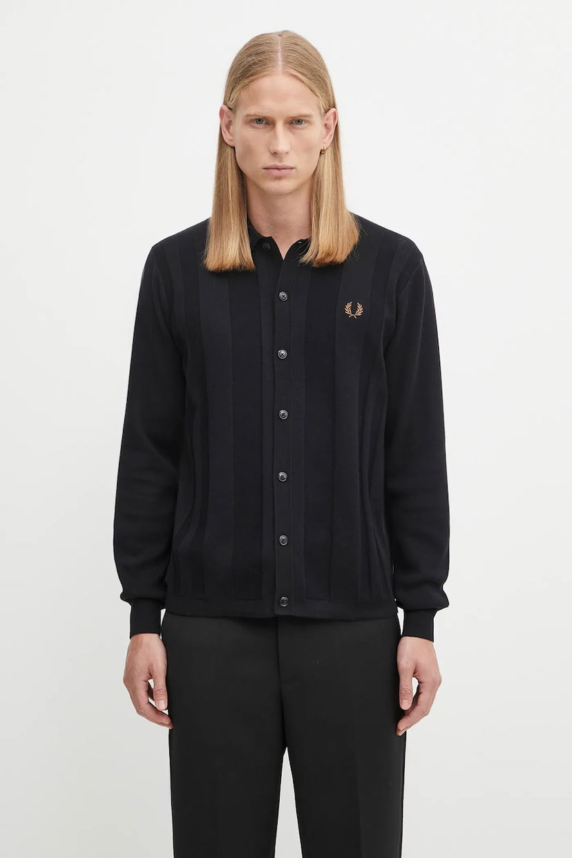 Cветр Fred Perry Fred Perry Textured Cardigan чорний | K9726