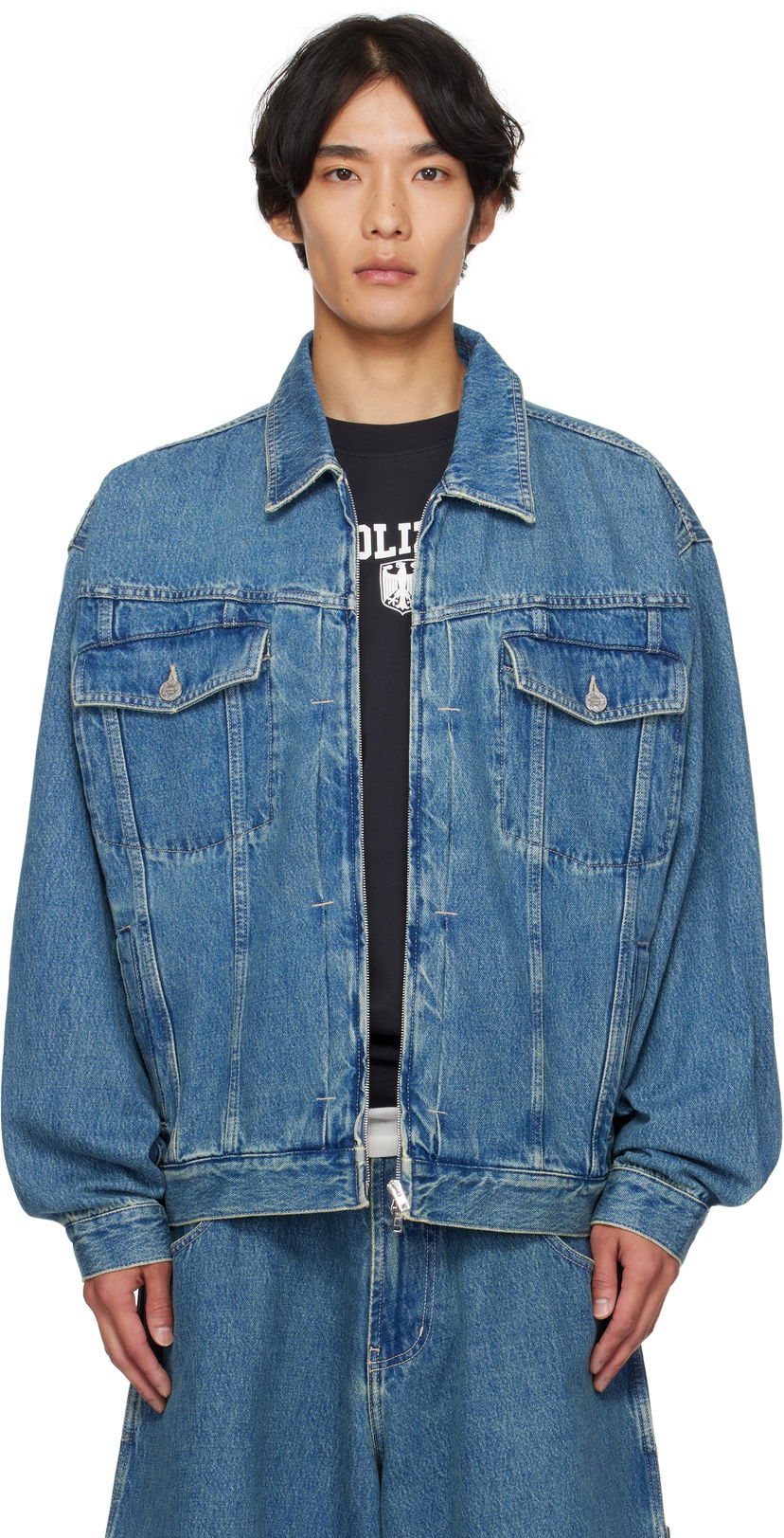 Куртка VETEMENTS Hip-Hop Denim Jacket Синій | UH76DJ250VB