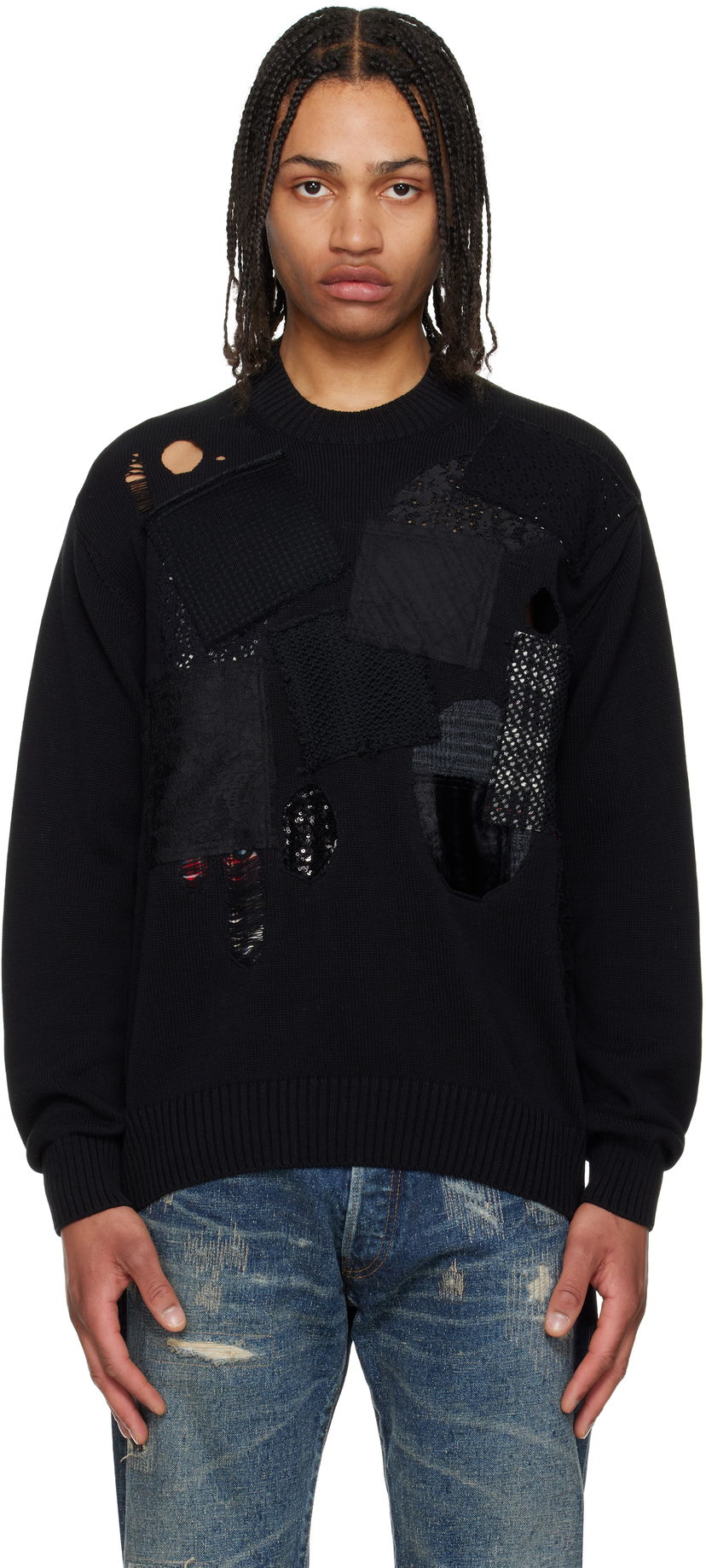 Cветр Junya Watanabe Junya Watanabe Patchwork Knit Sweater чорний | WO-N006-051