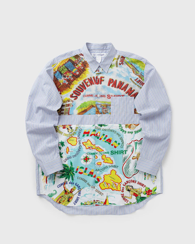 Сорочка Comme des Garçons Pinstripe Patchwork Souvenir Print Woven Shirt Різнокольоровий | FP-B059-W25-1