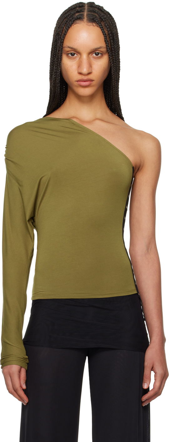 Безрукавка Miaou Miaou Katia One-Shoulder Long Sleeve Top Зелений | 7095TJBCED