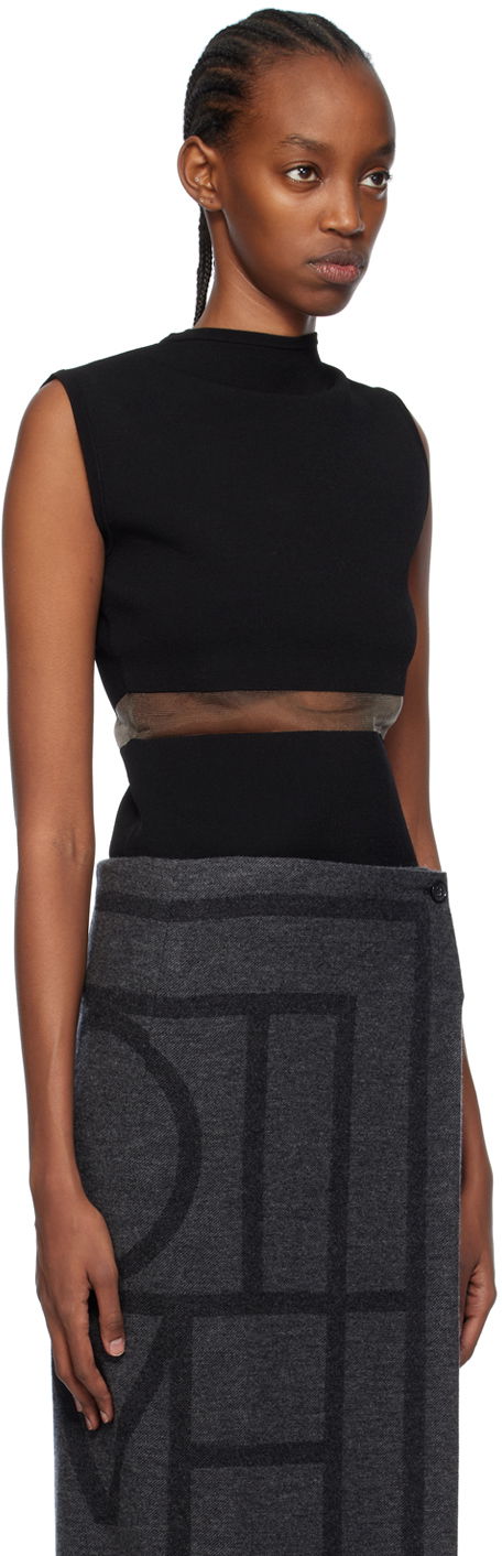 плаття TOTEME TOTEME High-Neck Mesh-Paneled Top чорний | 241-WRT1068-YA0028, 1