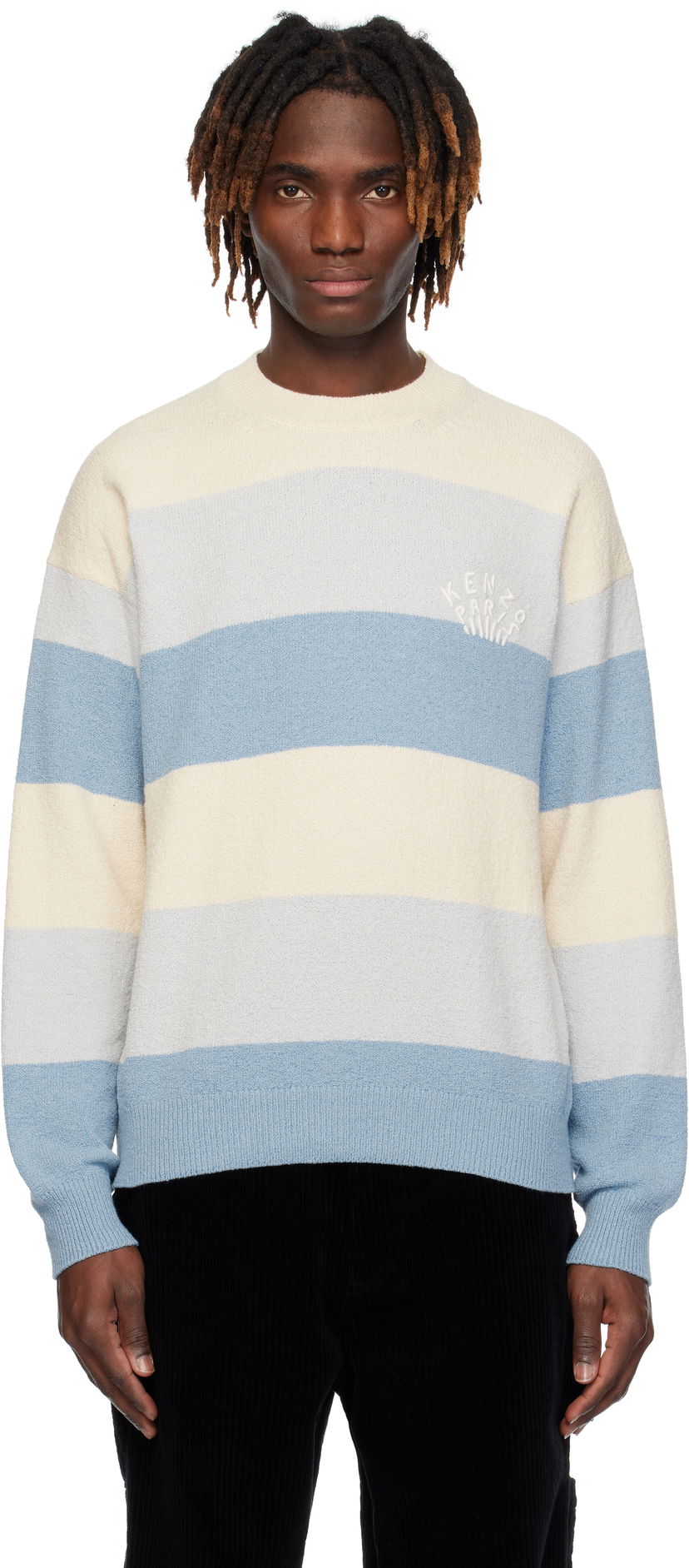 Cветр KENZO Kenzo Paris Embroidered Striped Sweater Синій | FF55PU7063CC