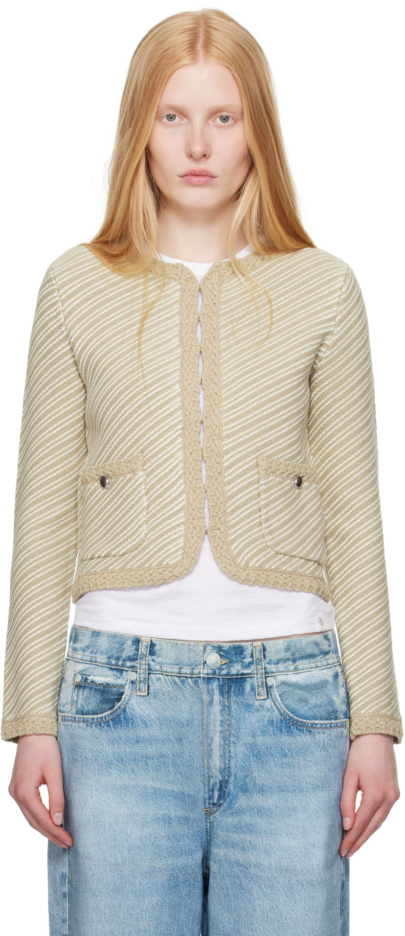 Cветр rag & bone Rag & Bone Claire Knit Cardigan бежевий | WAS25P026SD26