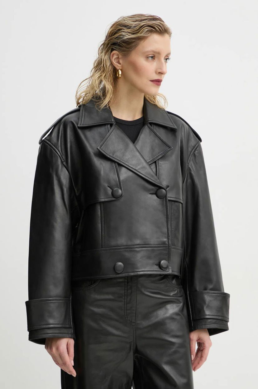 Тренчкот STAND STUDIO Stand Studio Bloom Cropped Leather Jacket чорний | 66387.7010
