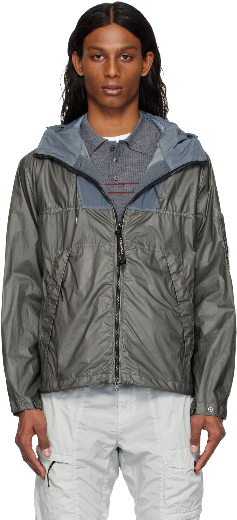 Вітровка C.P. Company C.P. Company CS II Mixed Hooded Lens Jacket Сірий | 18CMOW036A-110030G