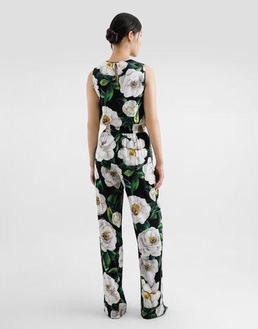 Безрукавка Dolce & Gabbana Dolce & Gabbana Sleeveless Gardenia Print Charmeuse Top чорний | F7AO3TFSA7FHN5JB, 2