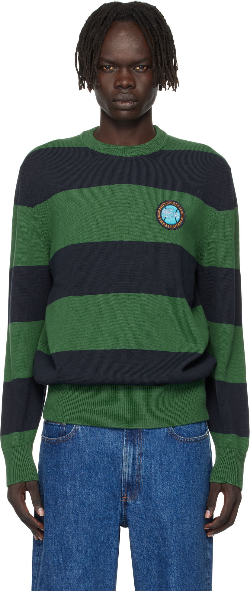 Cветр Lacoste Lacoste Striped Cotton Jersey Sweater Зелений | AH5179_C5C