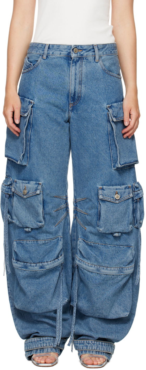 Джинси The Attico Attico Fern Cargo Wide-Leg Jeans Синій | 247WCP84 D049