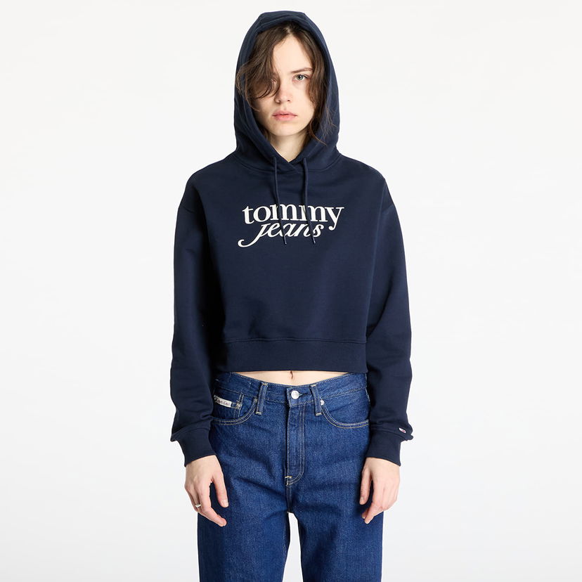 Світшоти Tommy Hilfiger Tommy Jeans Relaxed Cropped Script Hoodie темно-синій | DW0DW20306 C1G