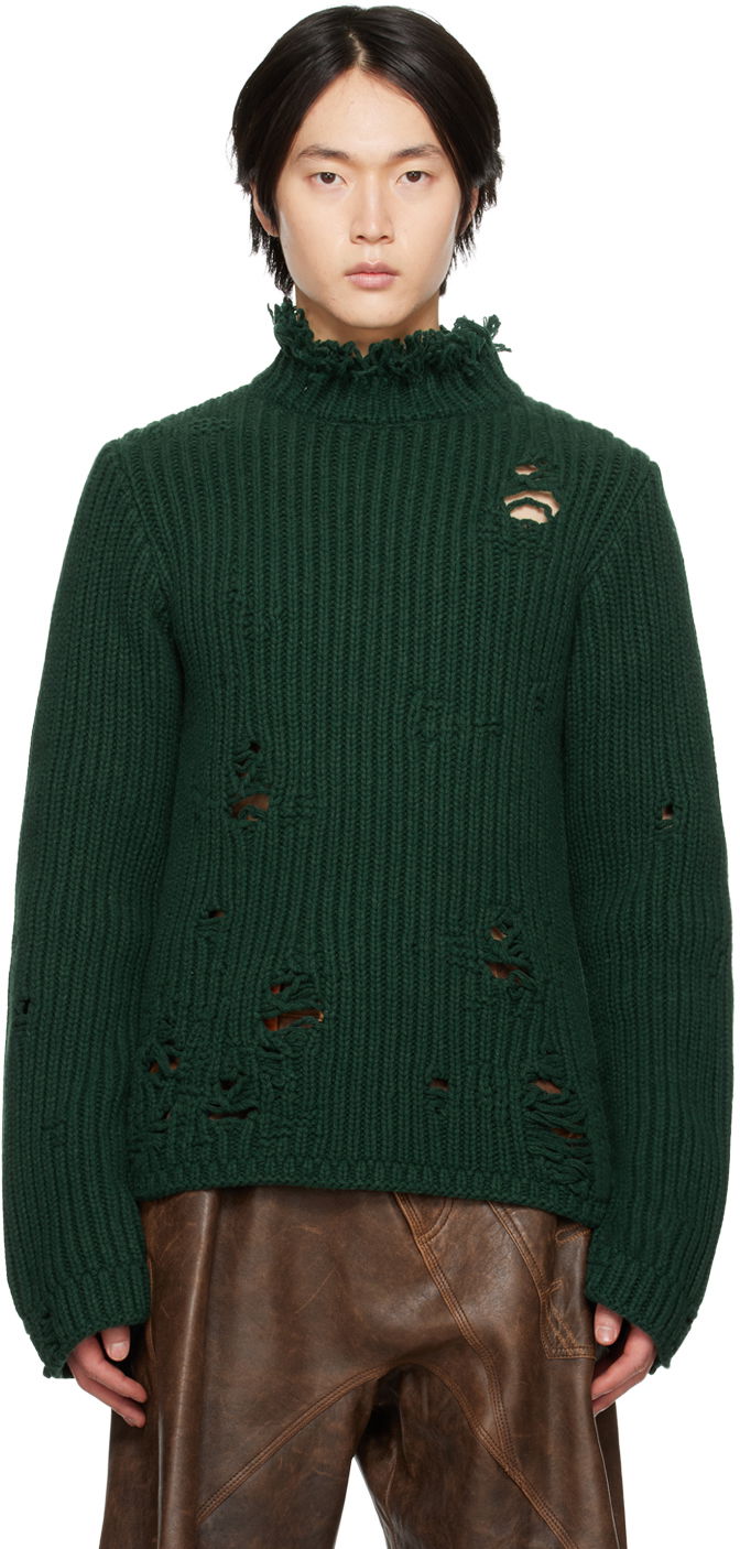 Cветр JW Anderson Green Distressed Turtleneck Зелений | KW0792-YN0248