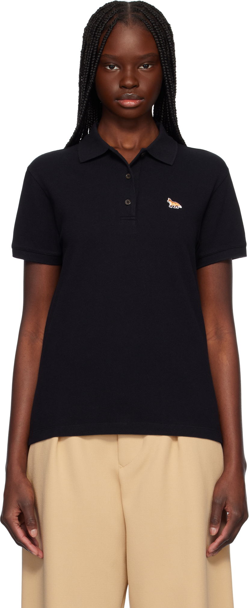 Сорочка поло MAISON KITSUNÉ Maison Kitsuné Baby Fox Patch Regular Polo чорний | OW00207KJ7010