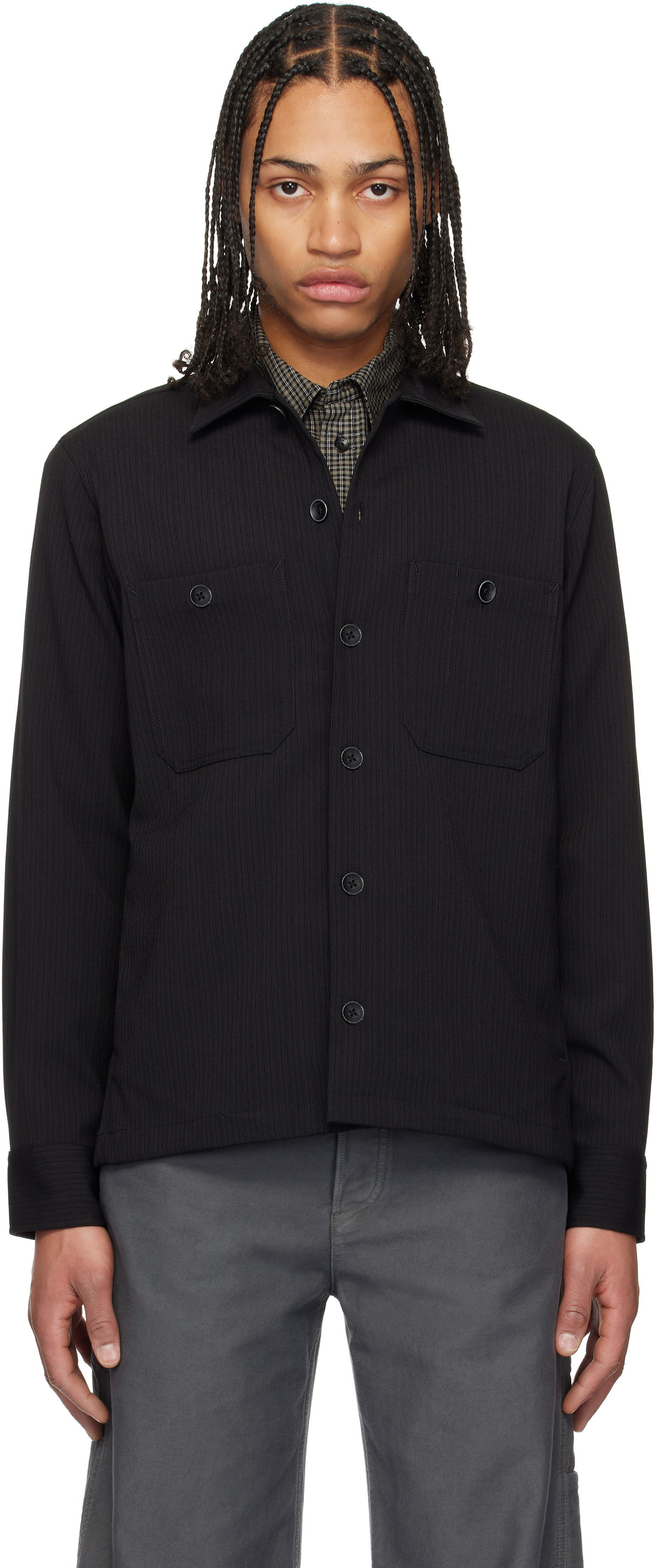 Сорочка rag & bone Rag & Bone Hyde Striped Overshirt чорний | MBW24HA019TWML, 0