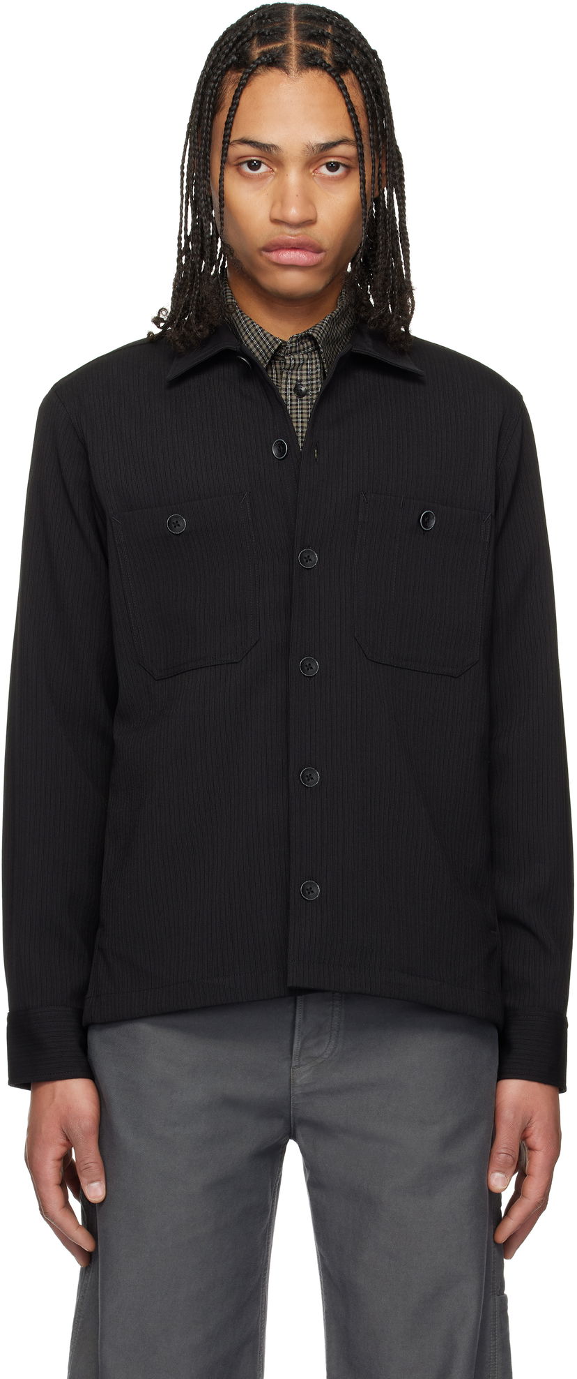 Сорочка rag & bone Rag & Bone Hyde Striped Overshirt чорний | MBW24HA019TWML